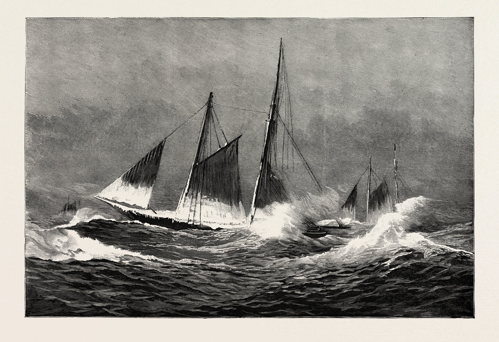 Detail of The American Fisheries Question, Fishing Schooner Icing Up in a Winter Gale, United States by Anonymous