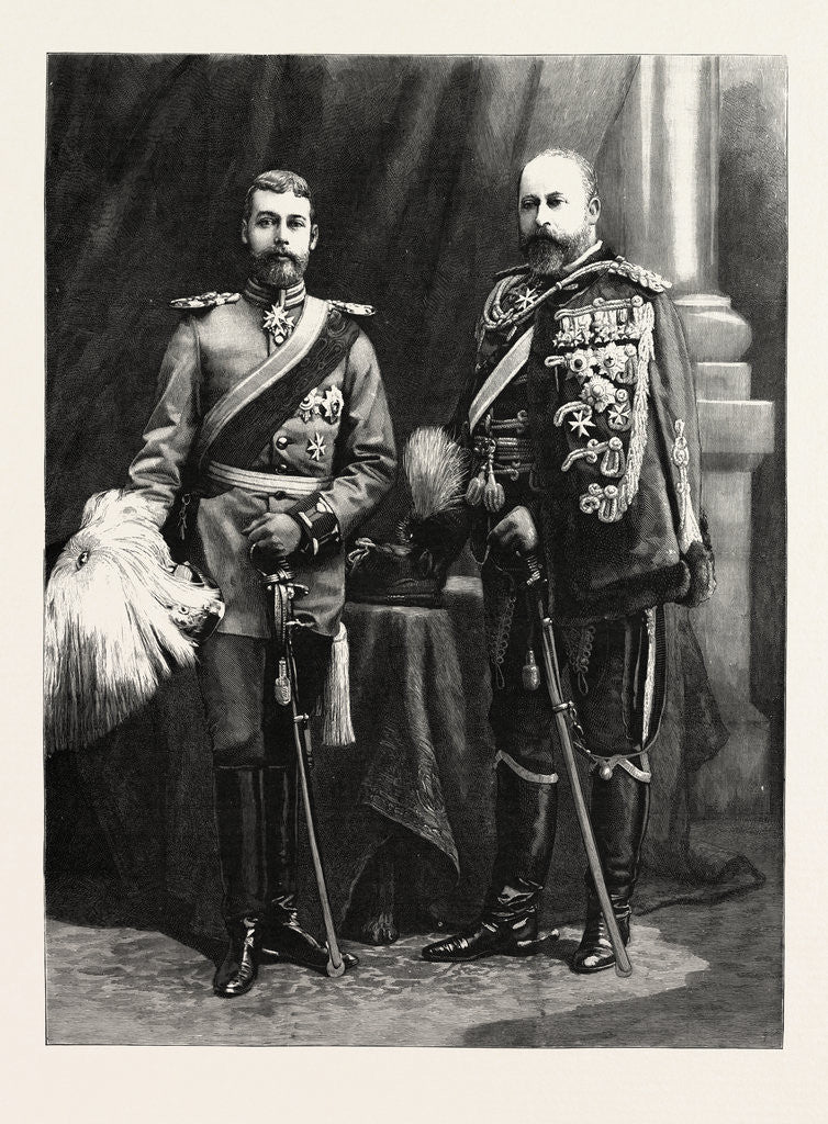 Detail of The Prince of Wales and Prince George of Wales in the German Uniforms Presented to Them by the Emperor William During Their Recent Visit to Berlin by Anonymous