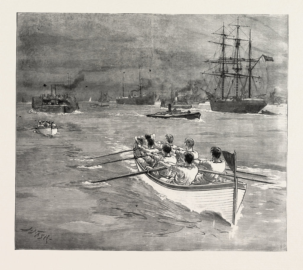 Detail of The Race at Greenhithe Between Naval Cadets of H.M.S. Worcester and H.M.S. Conway by Anonymous