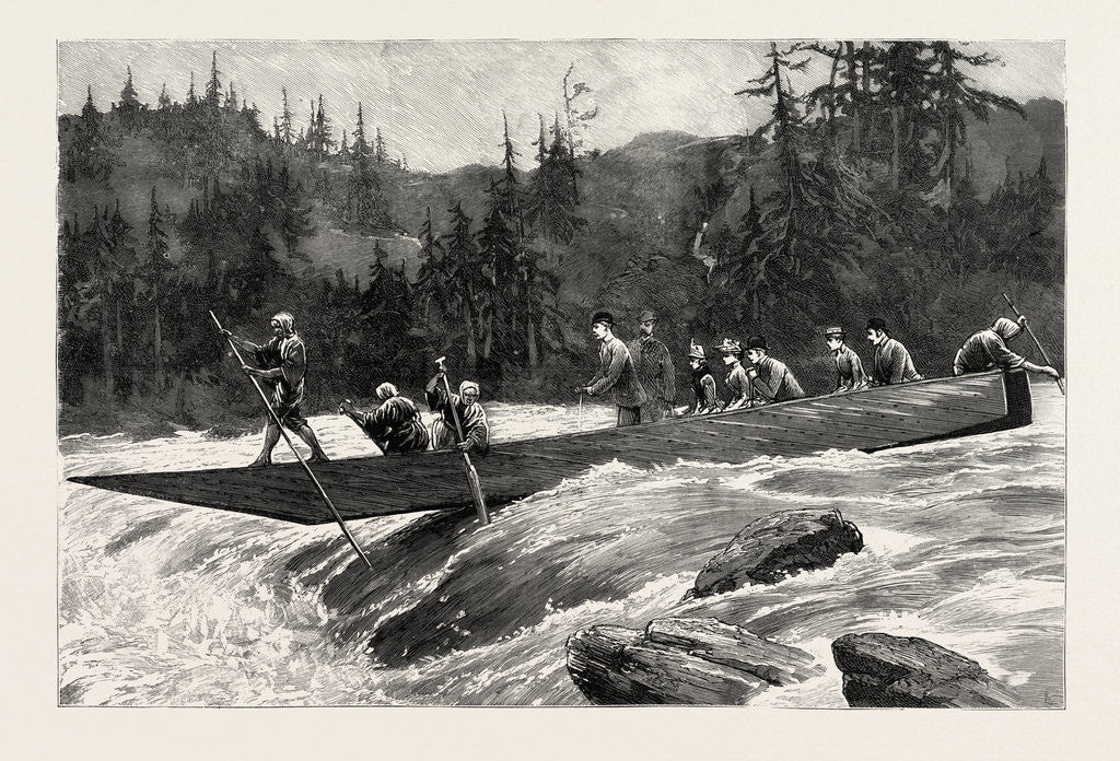 Detail of With the Duke and Duchess of Connaught in Japan, the Duke and Duchess and Their Suite Shooting the Katsura Rapids by Anonymous