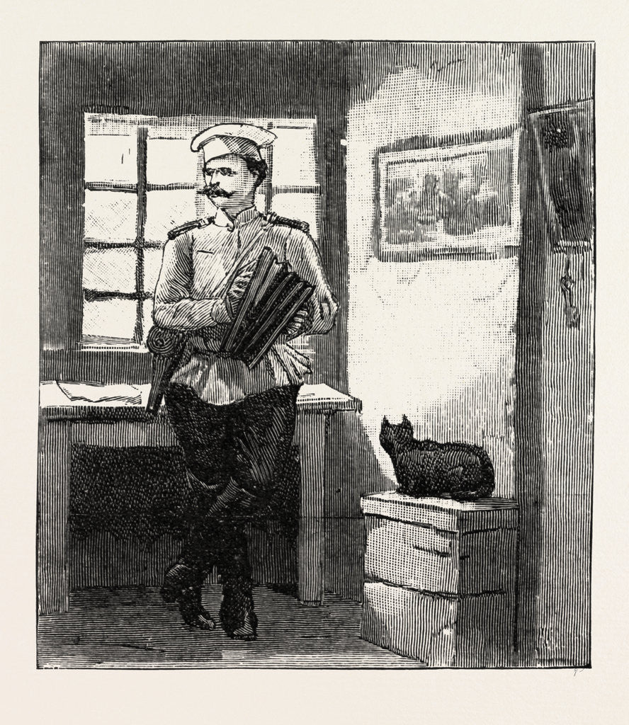 Detail of Kharsakov, Russia: an Ogre, the Corporal in Charge Amuses Himself with the Concertina by Anonymous