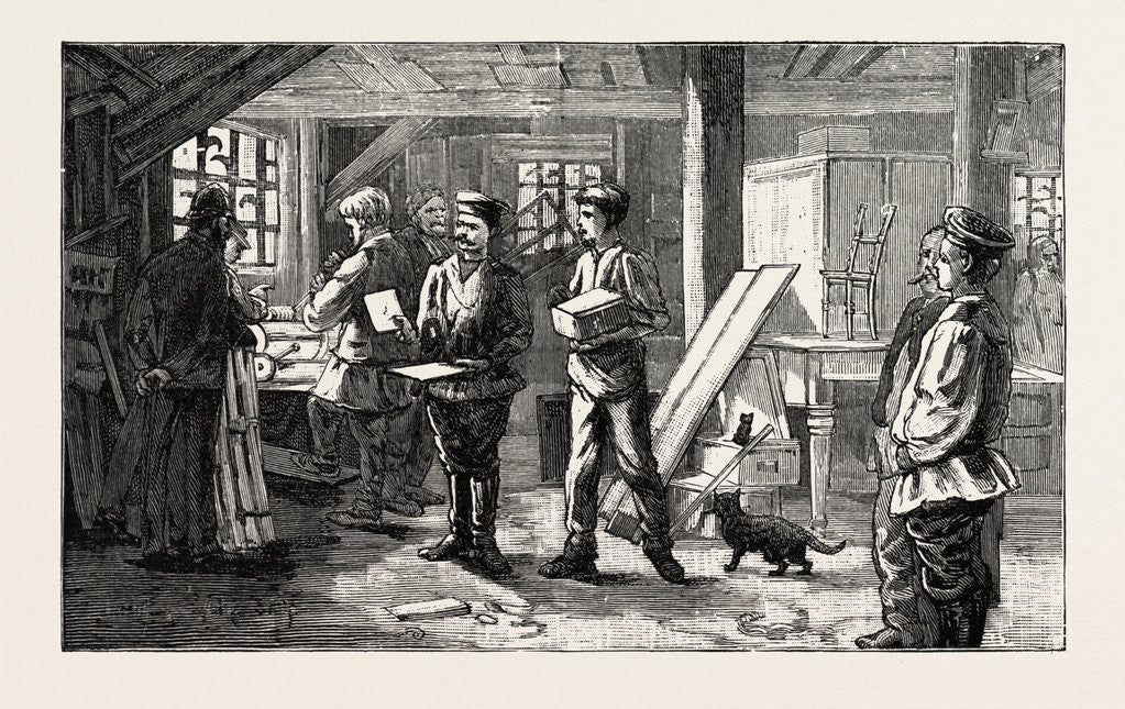 Detail of Kharsakov, Russia: Carpenters Shop by Anonymous