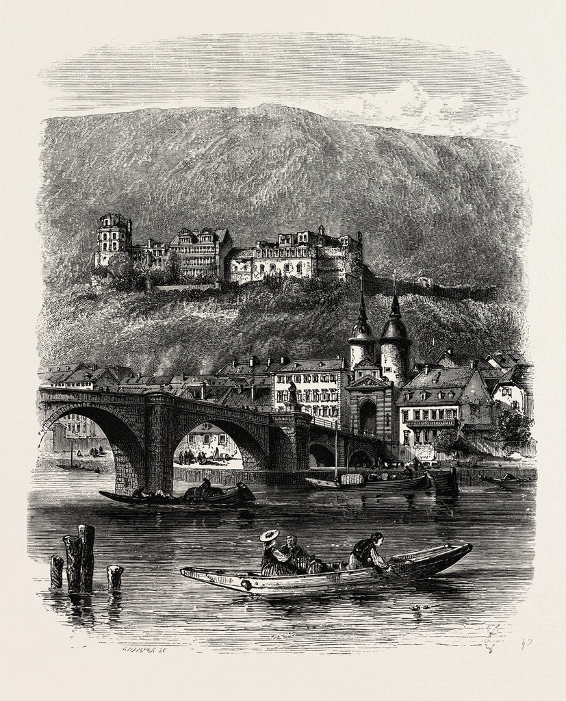 Detail of Heidelberg, from the River, the Rhine, Germany by Anonymous
