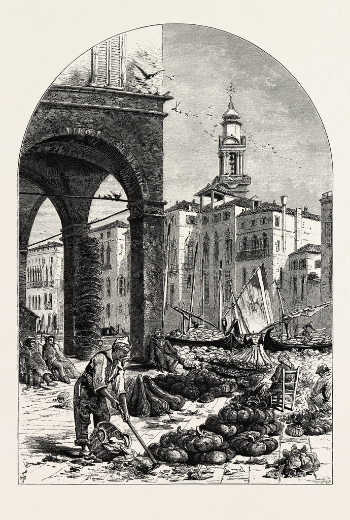 Detail of Vegetable Market on the Grand Canal, Near the Rialto, Venice, Italy by Anonymous