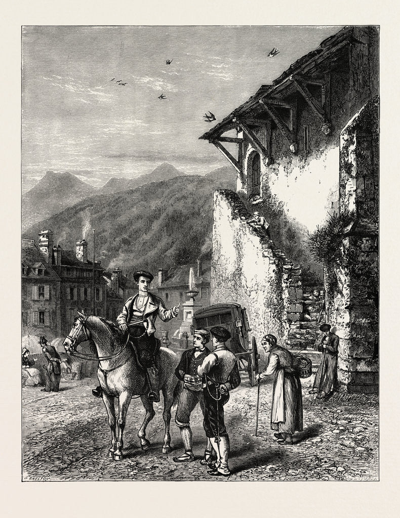 Detail of Market Place at Laruns, the Pyrenees, France by Anonymous