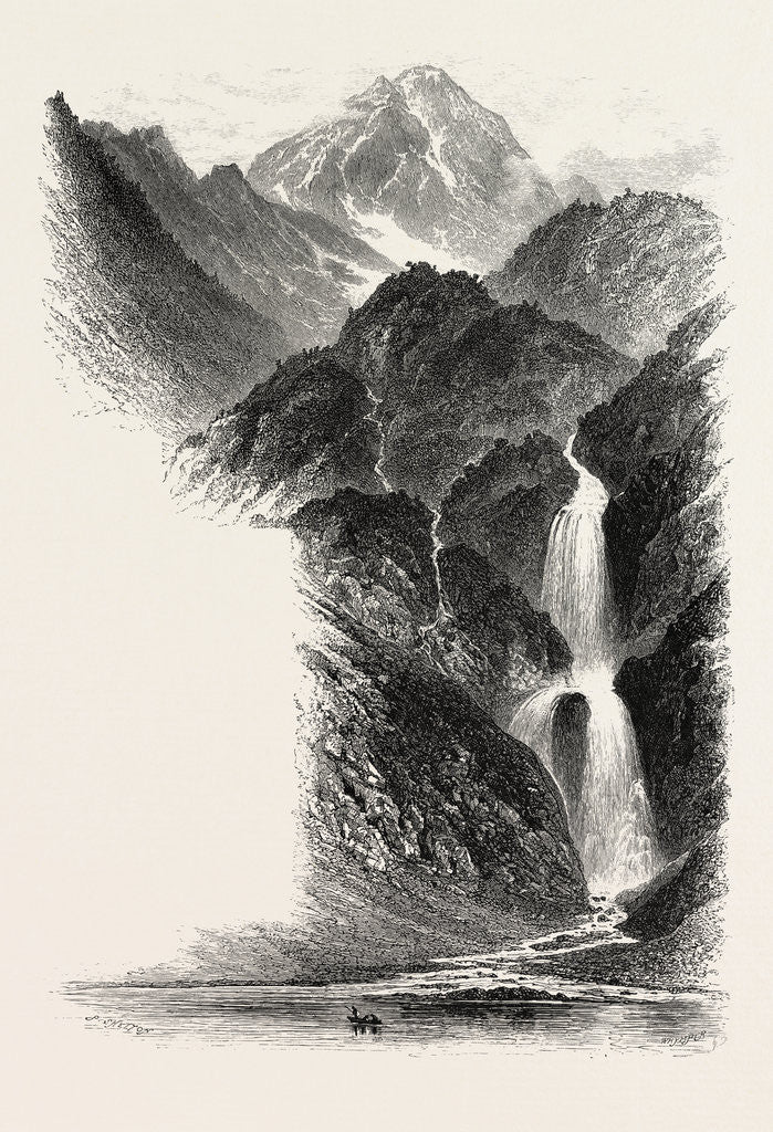 Detail of The Cascade D'Oo, the Pyrenees, France by Anonymous