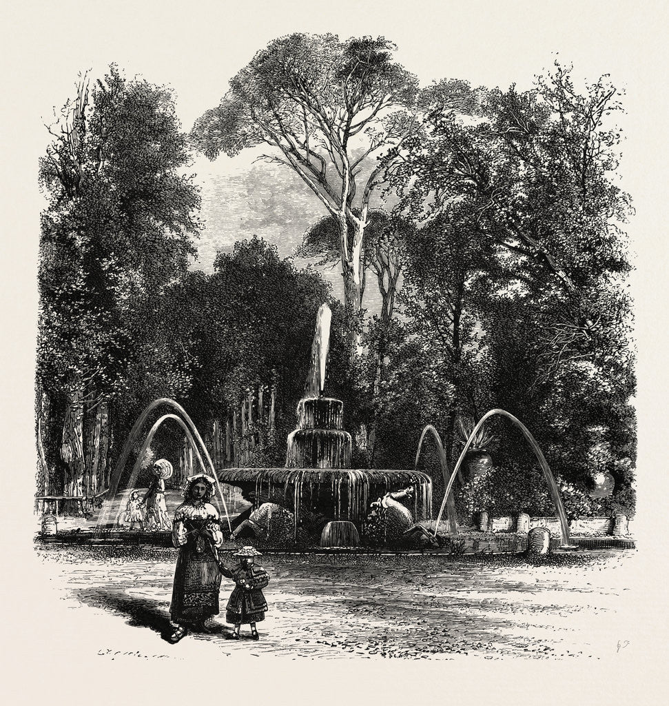 Detail of Fountain in the Borghese Gardens, Rome and Its Environs, Italy by Anonymous