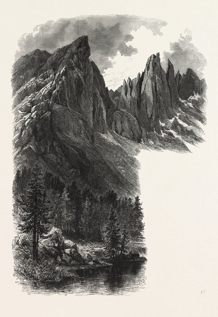 Detail of The Karer See and Caressa Alp, Karersee, Lago Di Carezza, Dolomites, South Tyrol, Italy by Anonymous