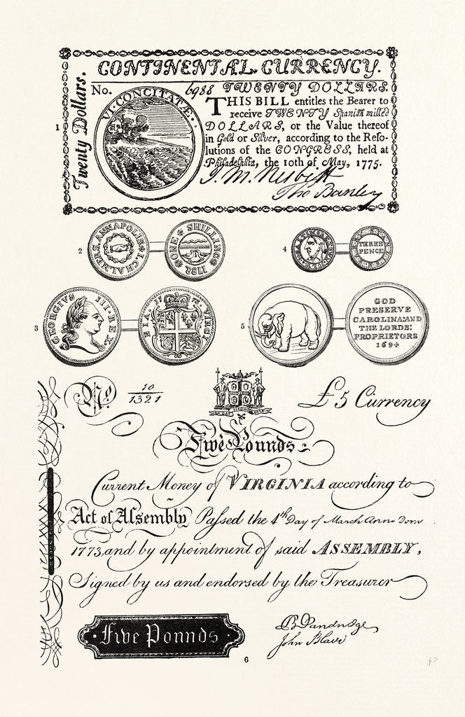 Detail of American Coins and Paper Money by Anonymous