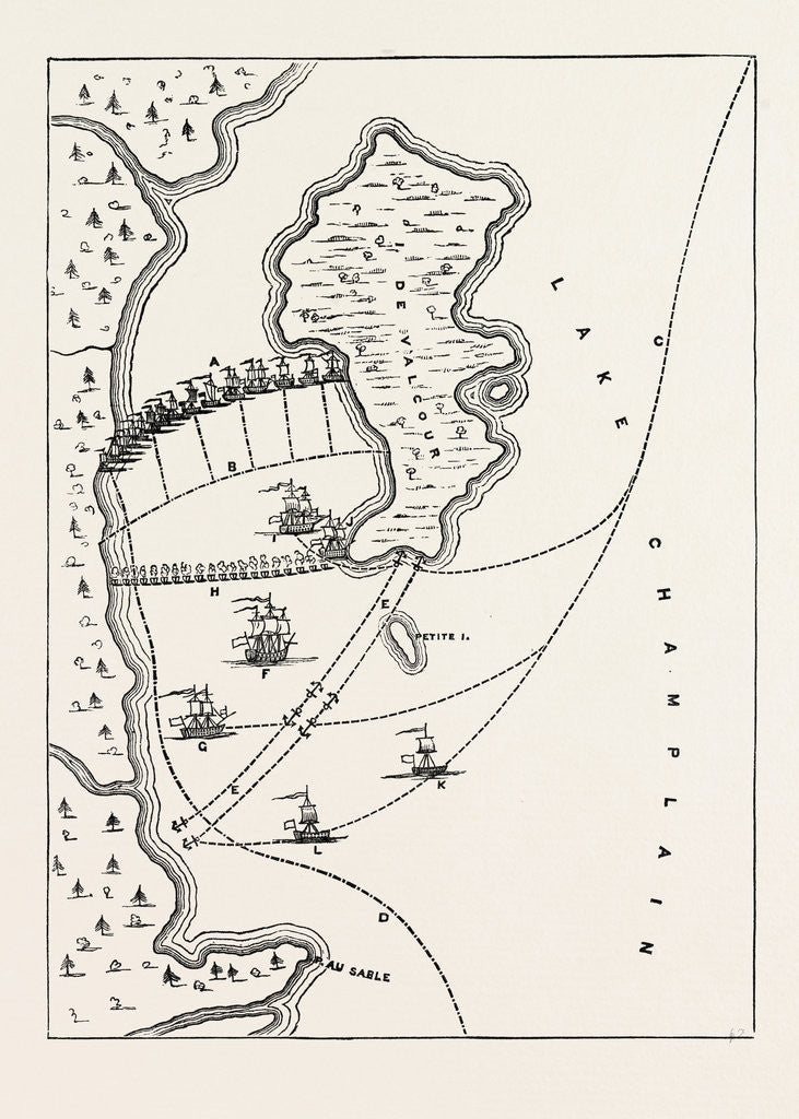 Detail of Plan of the Defeat of the American Fleet, Under Benedict Arnold, on Lake Champlain, October 11, 1776 by Anonymous