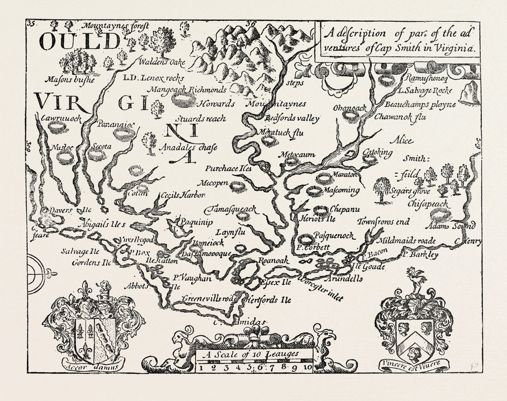 Detail of Map of Virginia. (after Smith.) United States of America by Anonymous