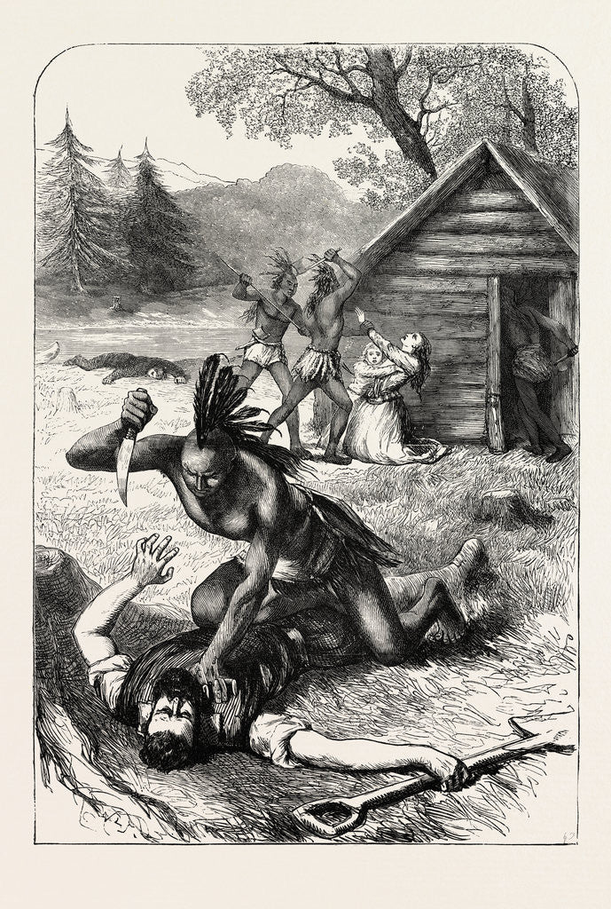 Detail of Massacre of Settlers by Indians in North America by Anonymous