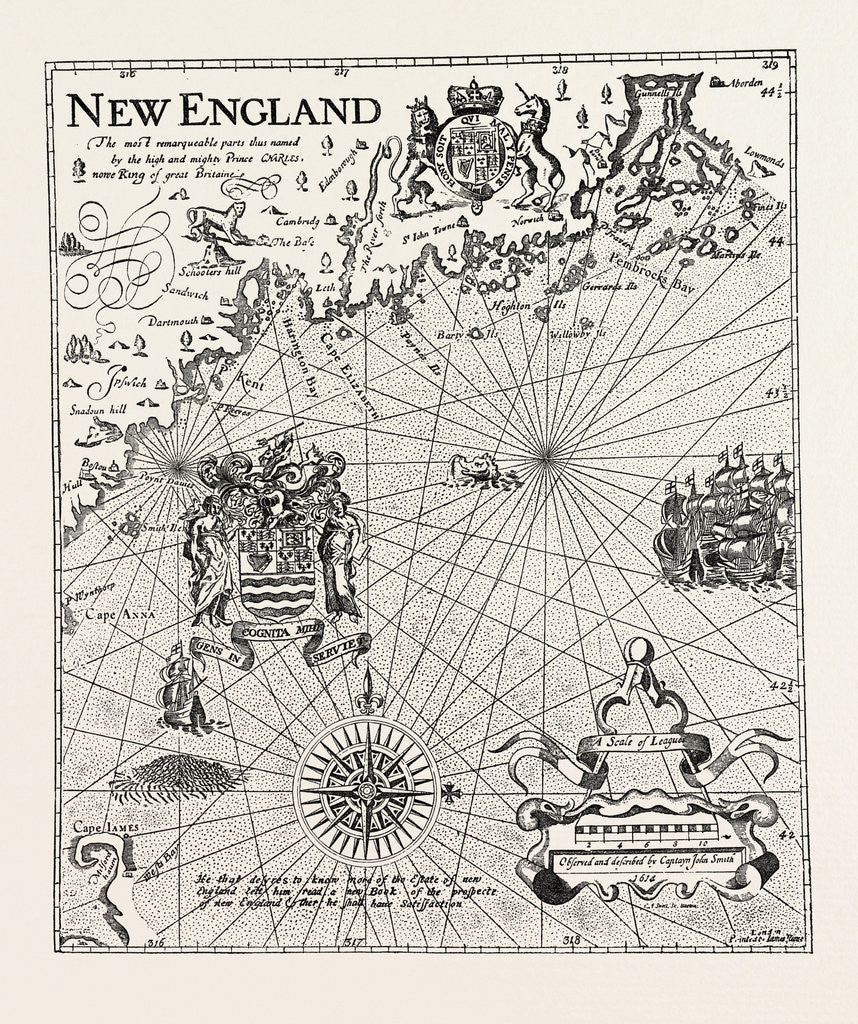 Detail of Part of Captain J. Smith's Map of New England by Anonymous