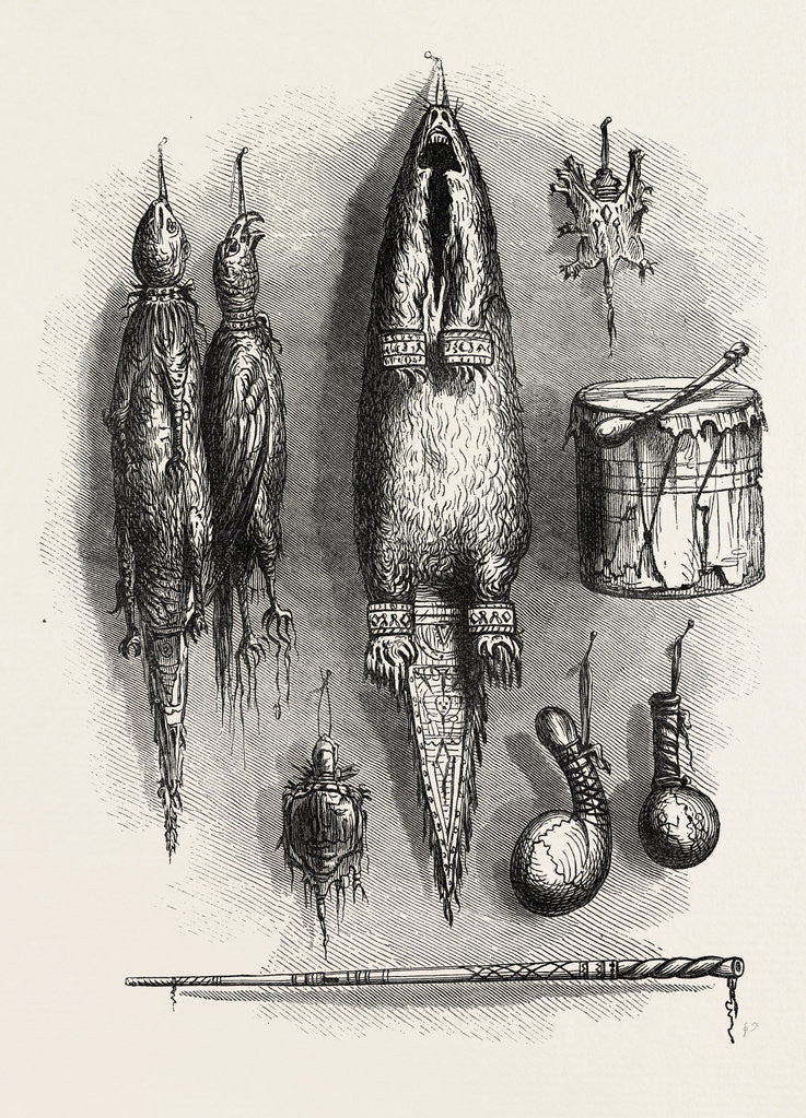 Detail of Indian Medicine Bag, Mystery Whistle, Rattles, and Drum by Anonymous