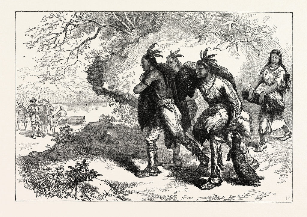 Detail of Indians Bringing Beaver Skins to Fleet by Anonymous