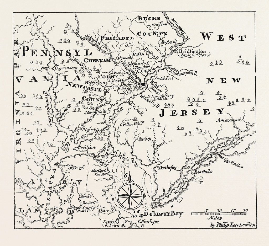 Detail of Map of Pennsylvania and West New Jersey by Anonymous