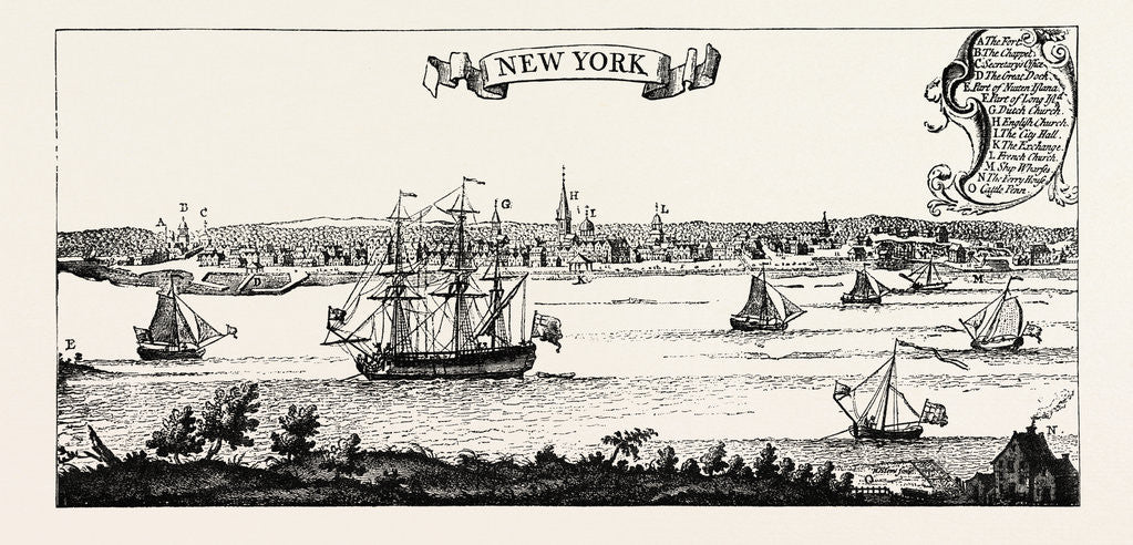 Detail of Old View of New York by Anonymous