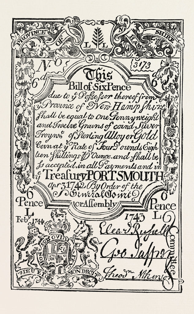 Detail of New England Paper Money by Anonymous