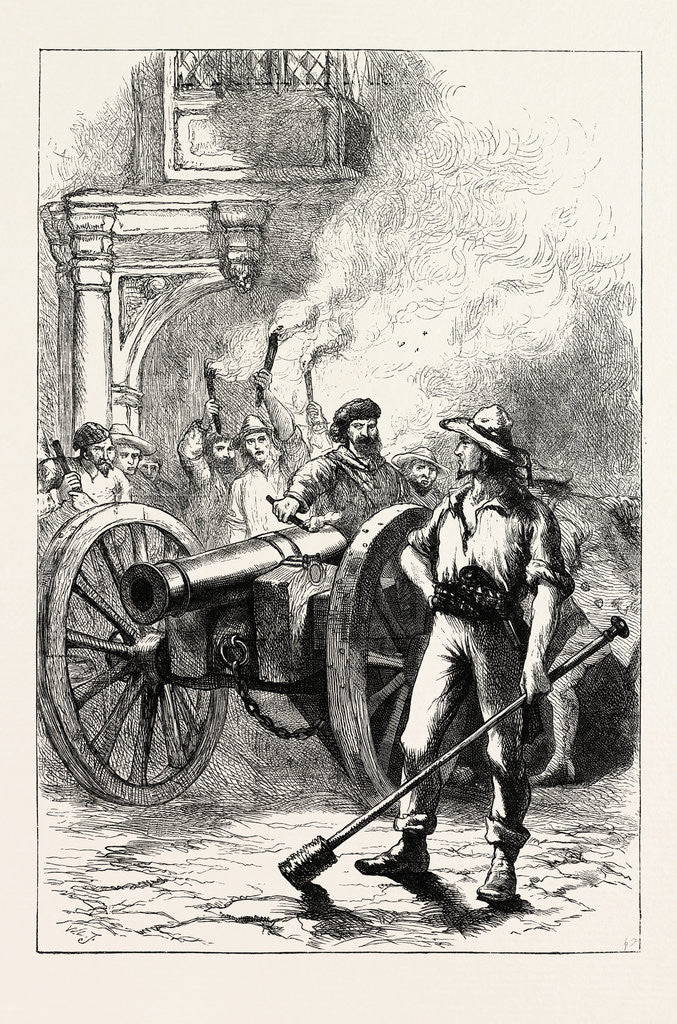 Detail of The Mob Firing Cannon Before the Court House Where M'Leod Was Imprisoned by Anonymous