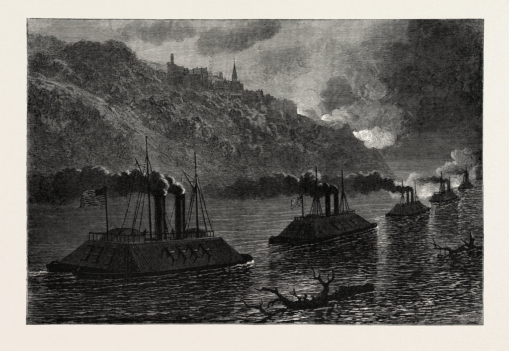 Detail of Gunboats Passing Vicksburg, American Civil War by Anonymous