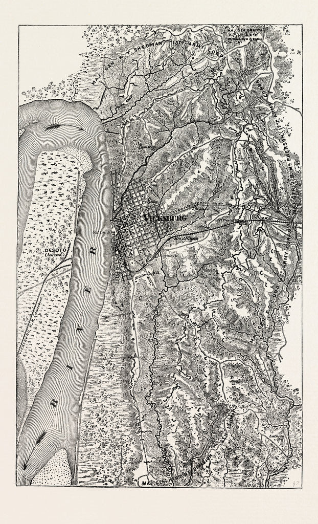 Detail of Plan of the Siege of Vicksburg, American Civil War by Anonymous