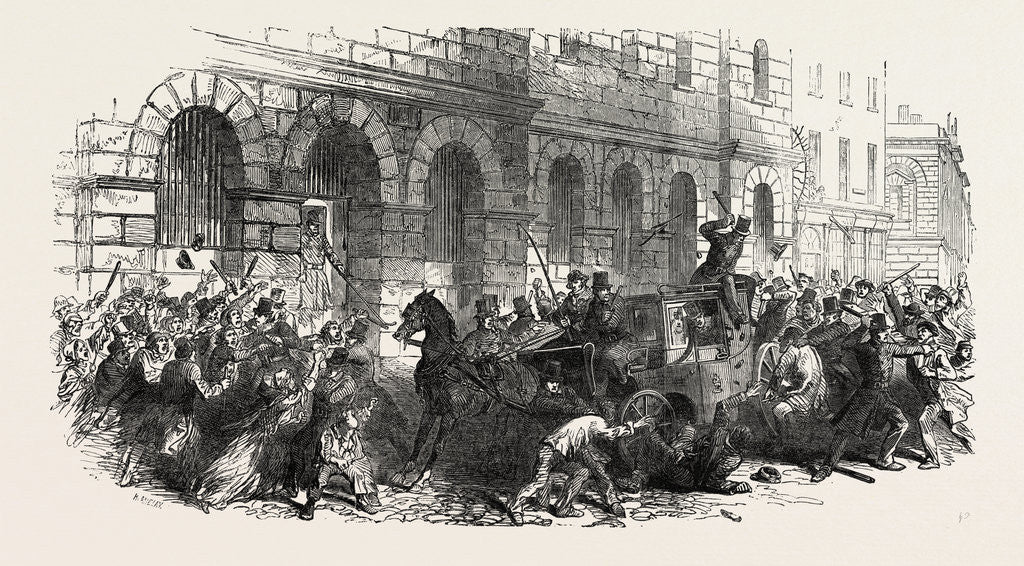 Detail of Conveyance of Mr. Sloane to Giltspur Street Compter, London by Anonymous