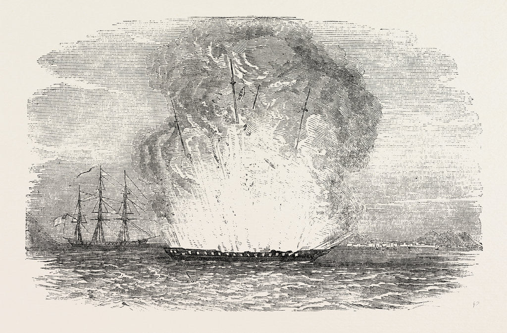 Detail of Explosion of the Portuguese Frigate Donna Maria II at Typa by Anonymous