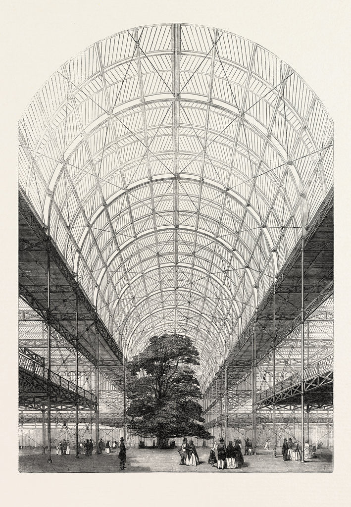 Detail of The Great Exhibition, Interior of the Transept of the Crystal Palace, London. View Looking North by Anonymous