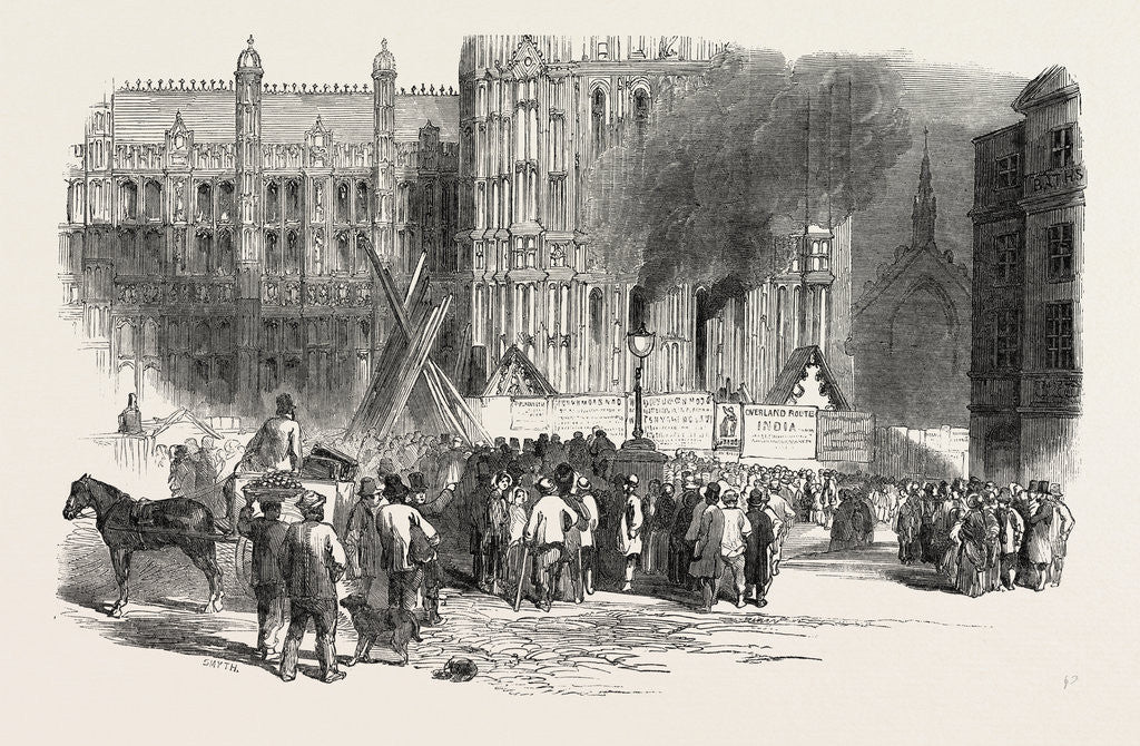 Detail of Fire in the Clock Tower of the New Houses of Parliament, London by Anonymous