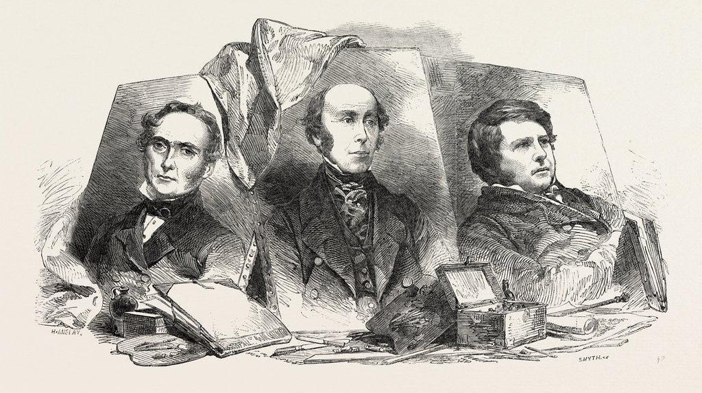 Detail of The Newly Elected Royal Academicians: Sir J.W. Gordon, Mr. Redgrave, Mr. Creswick by Anonymous