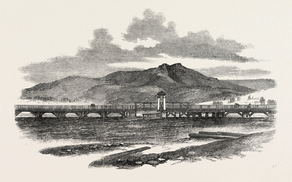 Detail of Bridgewater Bridge: View Towards Mount Dromididary, Hobart Town, Australia by Anonymous