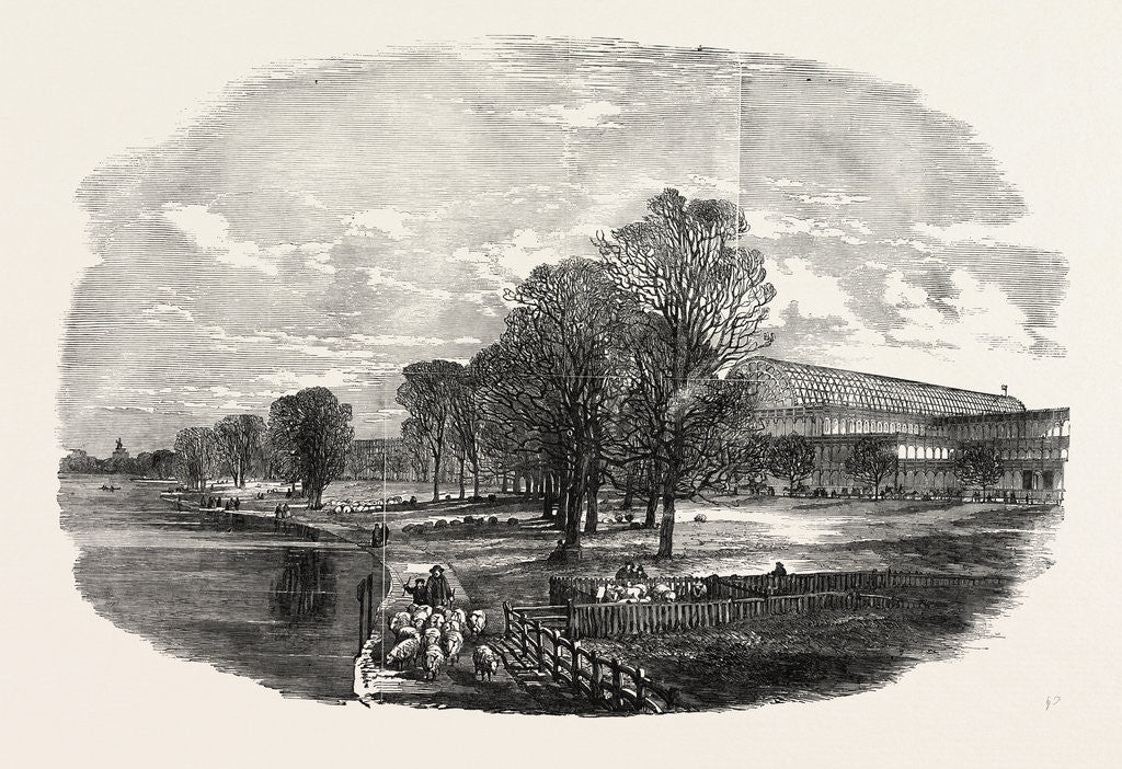 Detail of The Great Exhibition Building, the Crystal Palace, in Hyde Park, London, Sketched from Kensington Gardens Bridge by Anonymous