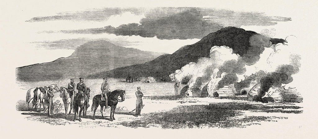 Detail of The Kaffir War: Part of Colonel Mackinnon's Patrol of the Cape Corps Burning the Kraals of a Rebel Kaffir Chief, South Africa by Anonymous
