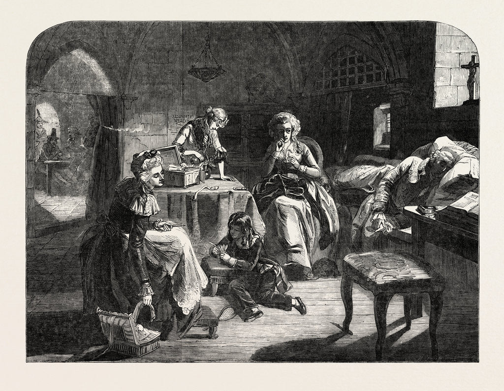 Detail of Exhibition of the Royal Academy, the Royal Family of France in the Prison of the Temple by Anonymous