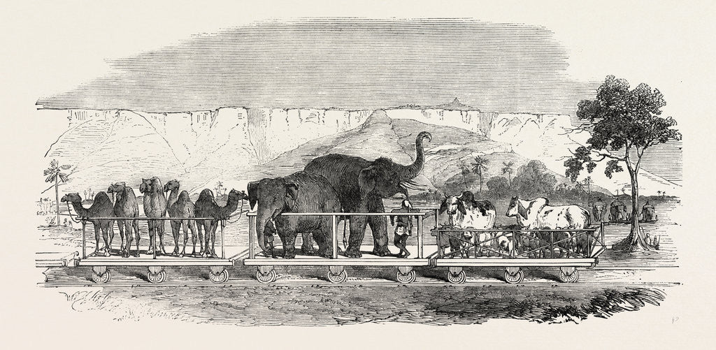 Detail of Railway from Calcutta to Delhi: Baggage Train Passing the Fortress of Rhotas, India by Anonymous