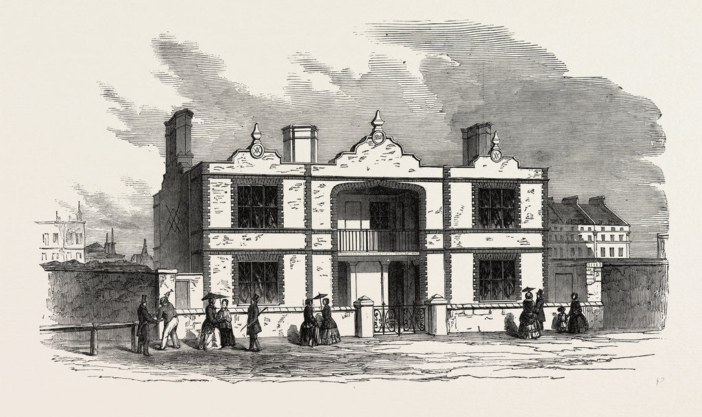 Detail of The Great Exhibition, London: Model Houses for the Working Classes: Prince Albert's Model Lodging House; the Contribution of His Royal Highness to the Great Exhibition is a Block of Model Houses by Anonymous