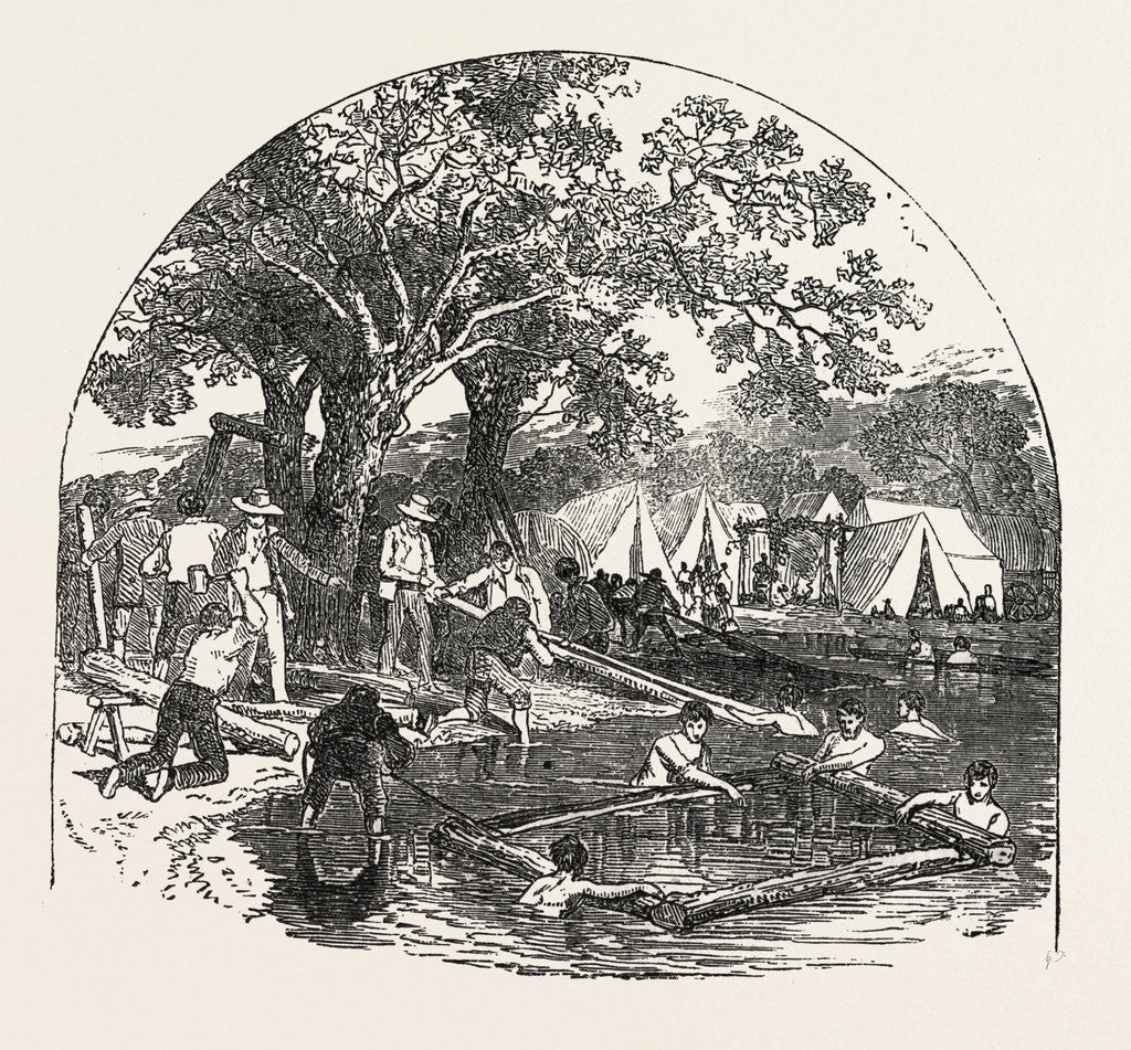 Detail of Formation of a Bridge by the Mormons by Anonymous