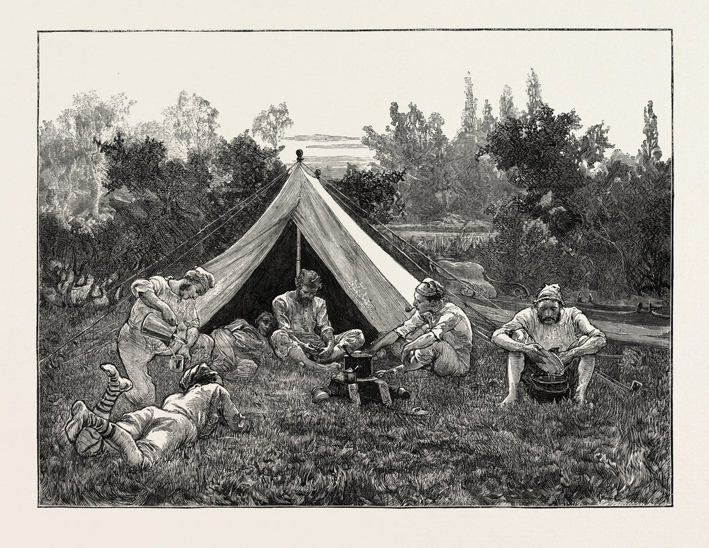 Detail of Camping Out by the River Side by Anonymous