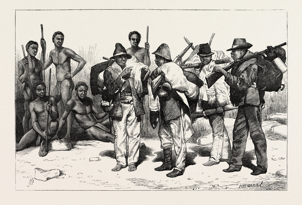 Detail of Digging for Diamonds at Cape Colony: The Natives, Before and after Working in the Mines, South Africa by Anonymous