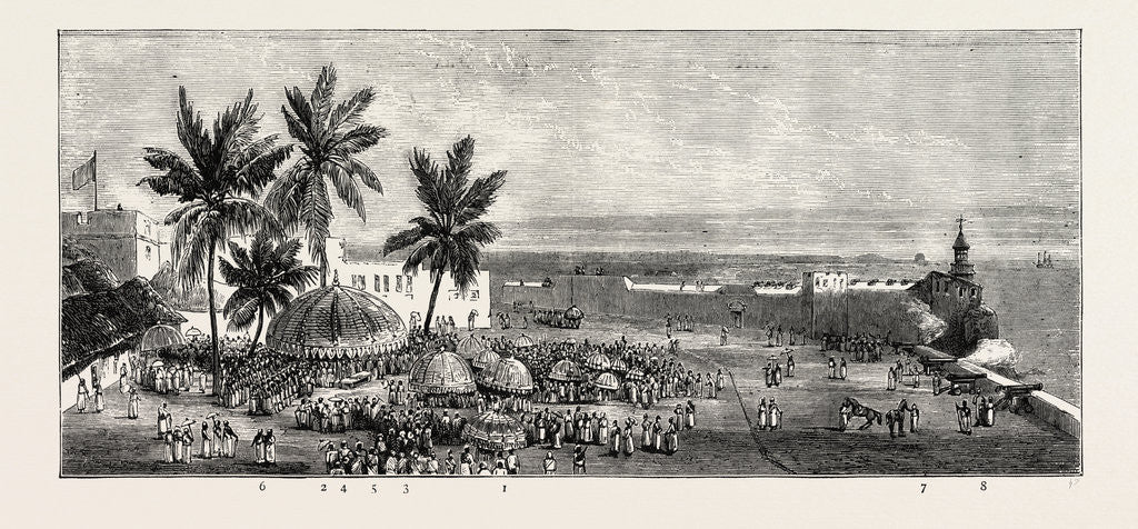 Detail of The Ashantee War, Reading the Queen's Letter at the Palaver of Kings at Accra, Ghana: General View of the Meeting by Anonymous