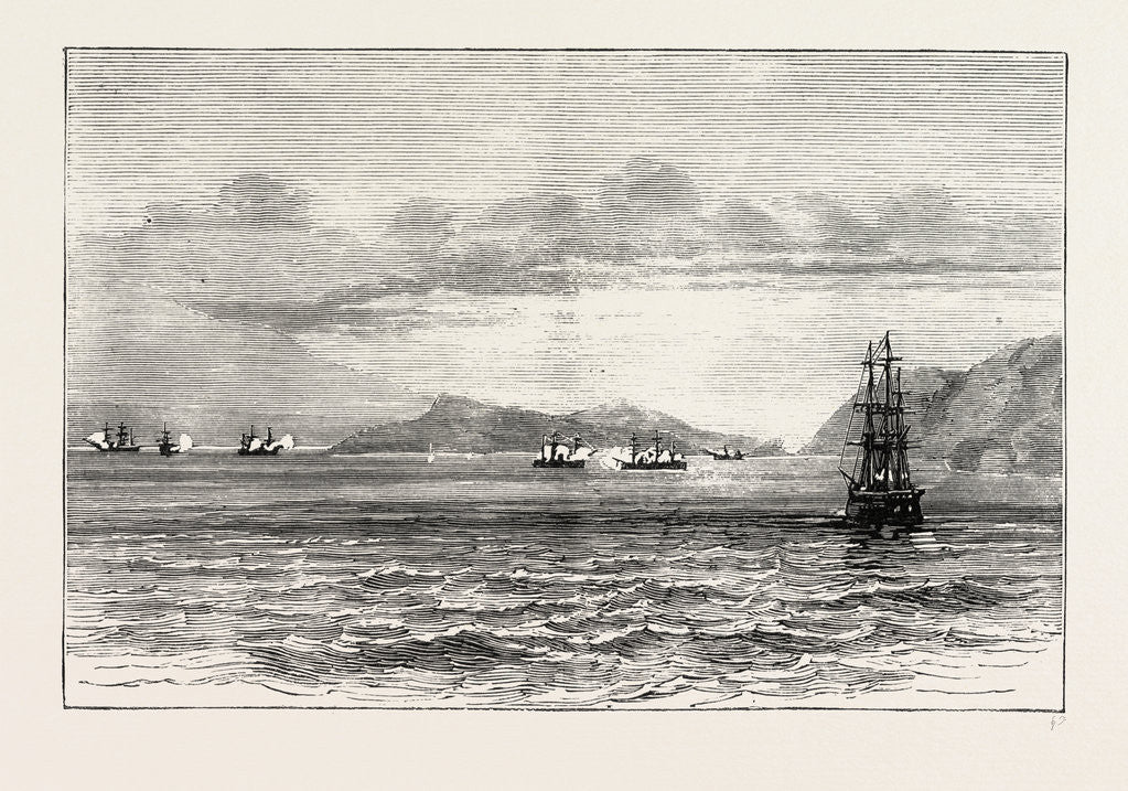 Detail of The Tetuan and the Vitoria Exchanging Broadsides, Sketched from H.M.S. Research by Anonymous