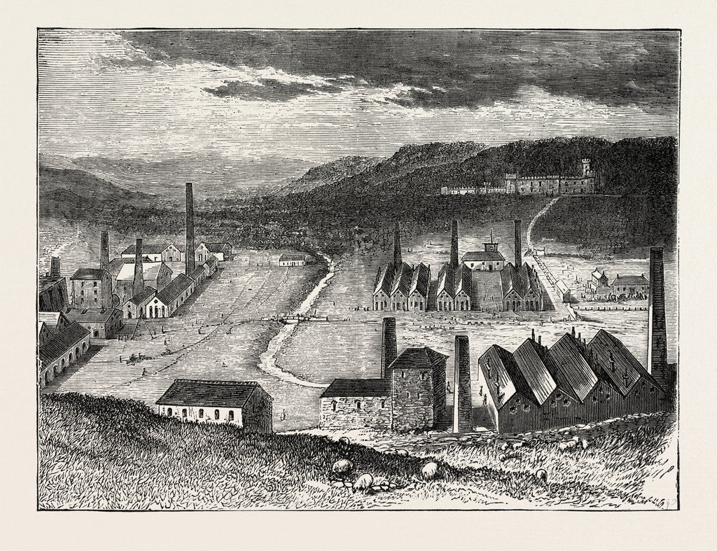 Detail of The Strike in South Wales, UK: The Cyfarthfa Ironworks and Castle, the Residence of Mr. Crawshay by Anonymous