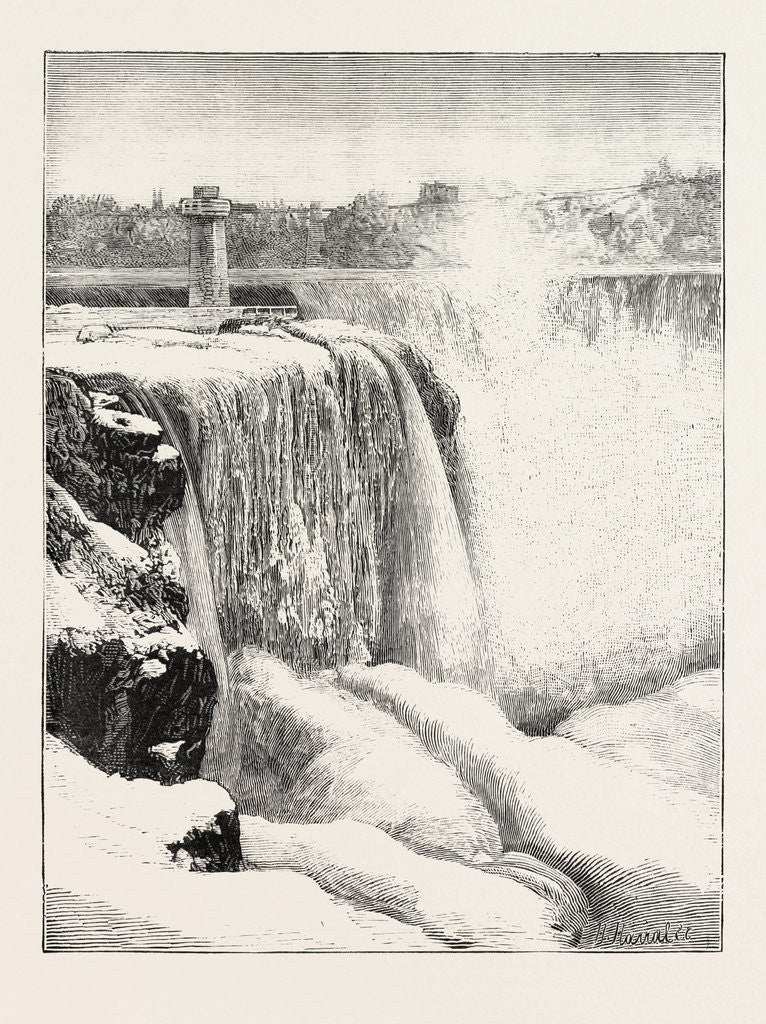 Detail of The Niagara Falls in Winter Time: Horse-Shoe Fall and Profile Rock by Anonymous