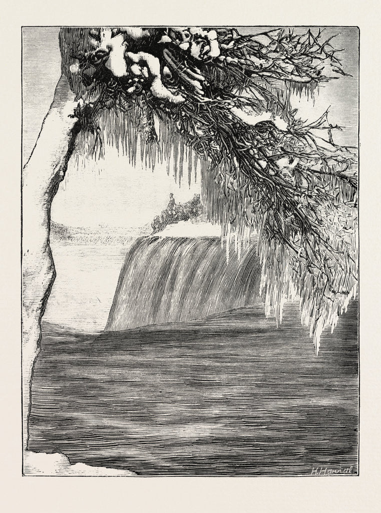 Detail of The Niagara Falls in Winter Time: American Fall from Luna Island by Anonymous
