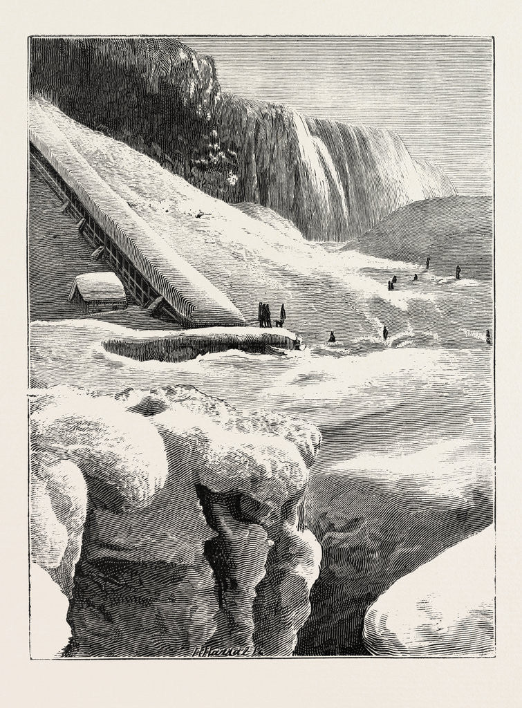 Detail of The Niagara Falls in Winter Time: Ice Mountain and American Fall by Anonymous