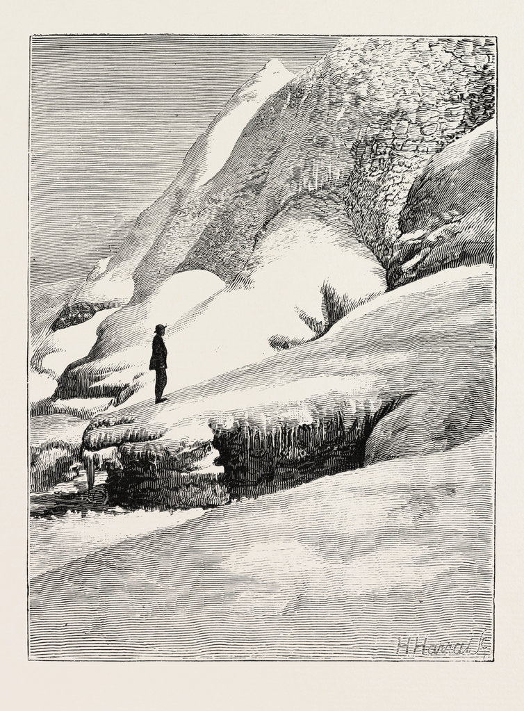 Detail of The Niagara Falls in Winter Time: Ice Mounds in Front of American Falls by Anonymous