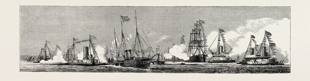 Detail of The Naval Review at Spithead: The Return from Spithead, Victoria and Albert (Royal Yacht, H.M. The Shah on Board); the Parting Salute by Anonymous