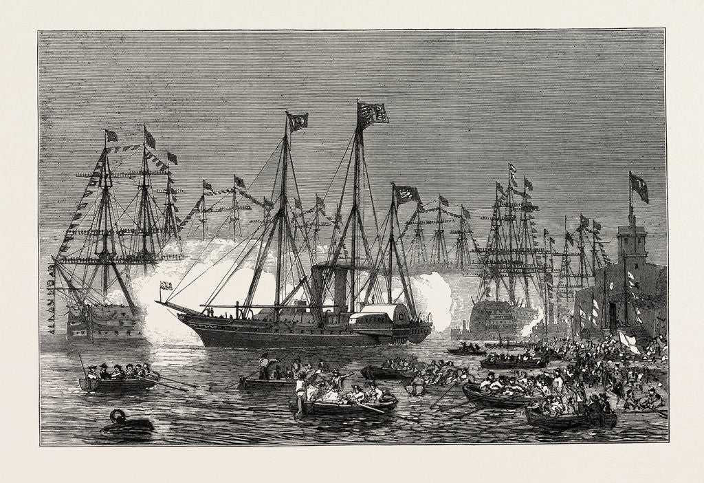 Detail of The Naval Review at Spithead: The Shah in the Royal Yacht Victoria and Albert Inspecting the Fleet by Anonymous
