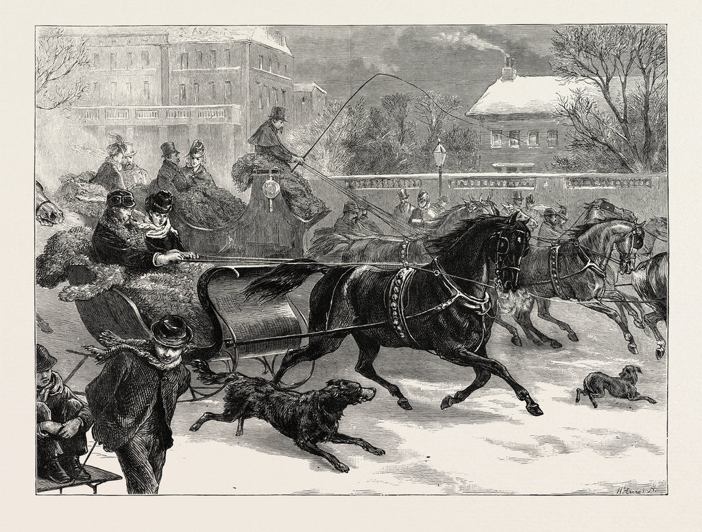 Detail of Sleighing at Harlem, New York, United States of America by Anonymous