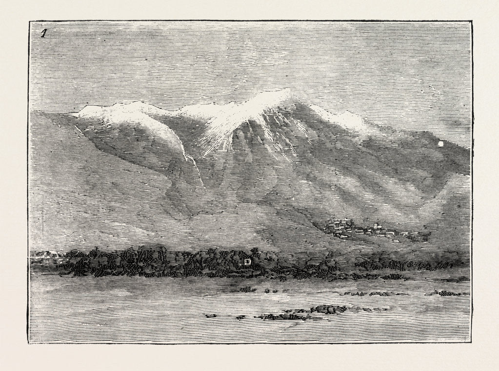 Detail of The Capture and Release of Colonel Synge: The Bermium Hills and the Greek Town of Naousta from Tricovista House, Greece by Anonymous